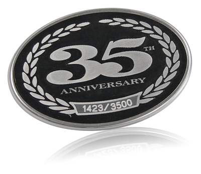 Harley Davidson serialized 35th anniversary nameplate