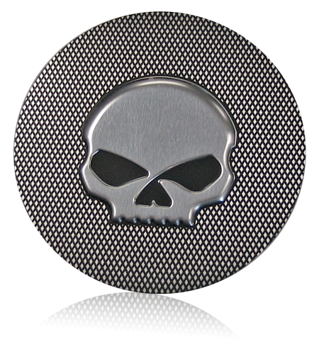 Harley knurled finish skull badge