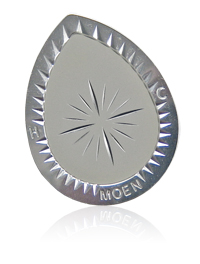 white Moen diamond cut nameplate