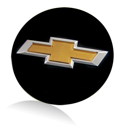 The focal point of the Chevy bow tie emblem is the textured coined in the