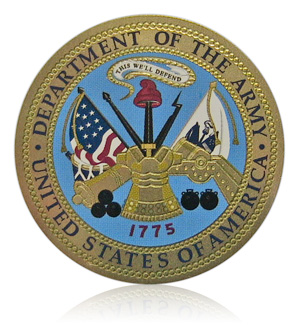 army aluminum military emblem
