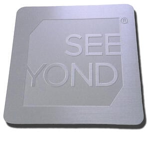 Deep etch aluminum nameplate, contrast etch and brushed aluminum