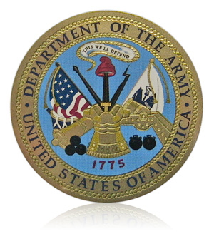 army aluminum military emblem