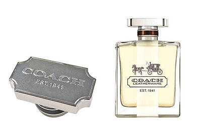 Coach perfume applique, embossed aluminum