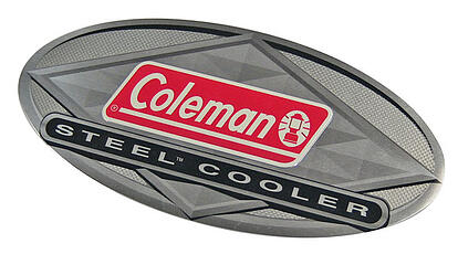 dimensional nameplate Coleman steel cooler