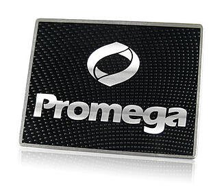 This Promega badge utilizes a stock die