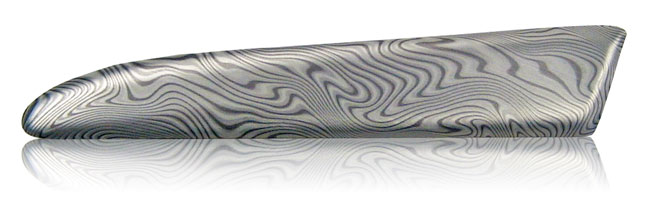 etched silver damascus steel aluminum finish