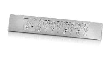 Deep etch graphics on aluminum engine cover nameplate