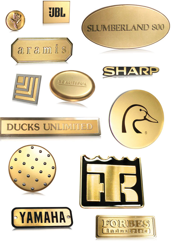 Gold aluminum nameplates examples