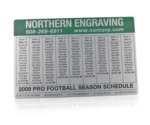 2009 pro football schedule -front