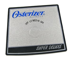 Osterizer Super Deluxe plastic nameplate