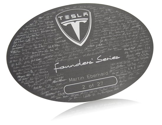 Tesla Motors Founder's Series Nameplate