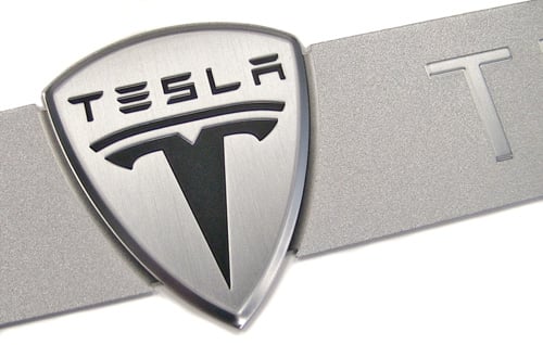 TESLA MOTORS | metal nameplate detail