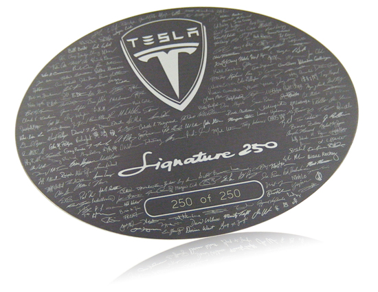 Tesla Motors Signature 250 series nameplate