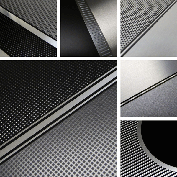 MoveUp Surface Collection | Simple geometric textures and brushed aluminum