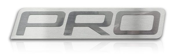 brushed aluminum nameplate with halftone border