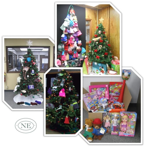 Northern Engraving employees collect hats and mittens and toys for local charities