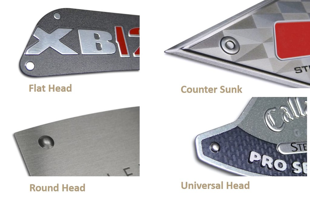 Aluminum Emblems with Embossed Rivets