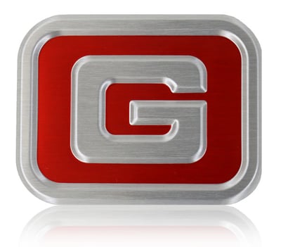 Embossed exterior aluminum badge Gravely UTV grille badge